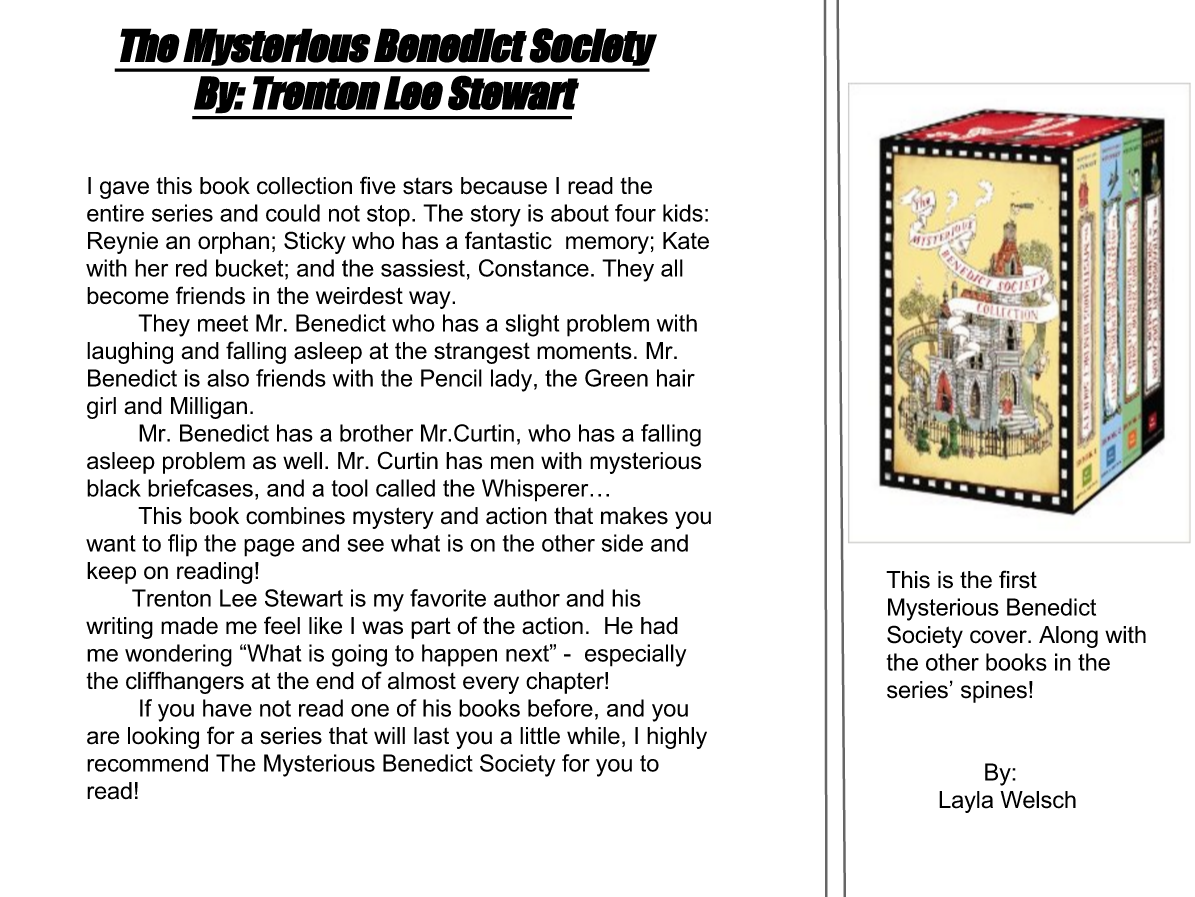 Fitz’s Faves: Layla’s review of The Mysterious Benedict Society, by ...